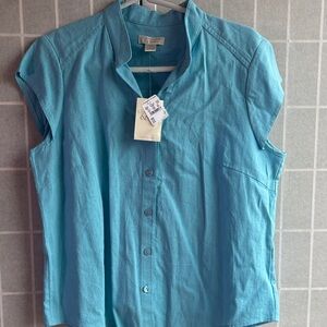 Christopher & Banks Turquoise Button-Down Shirt